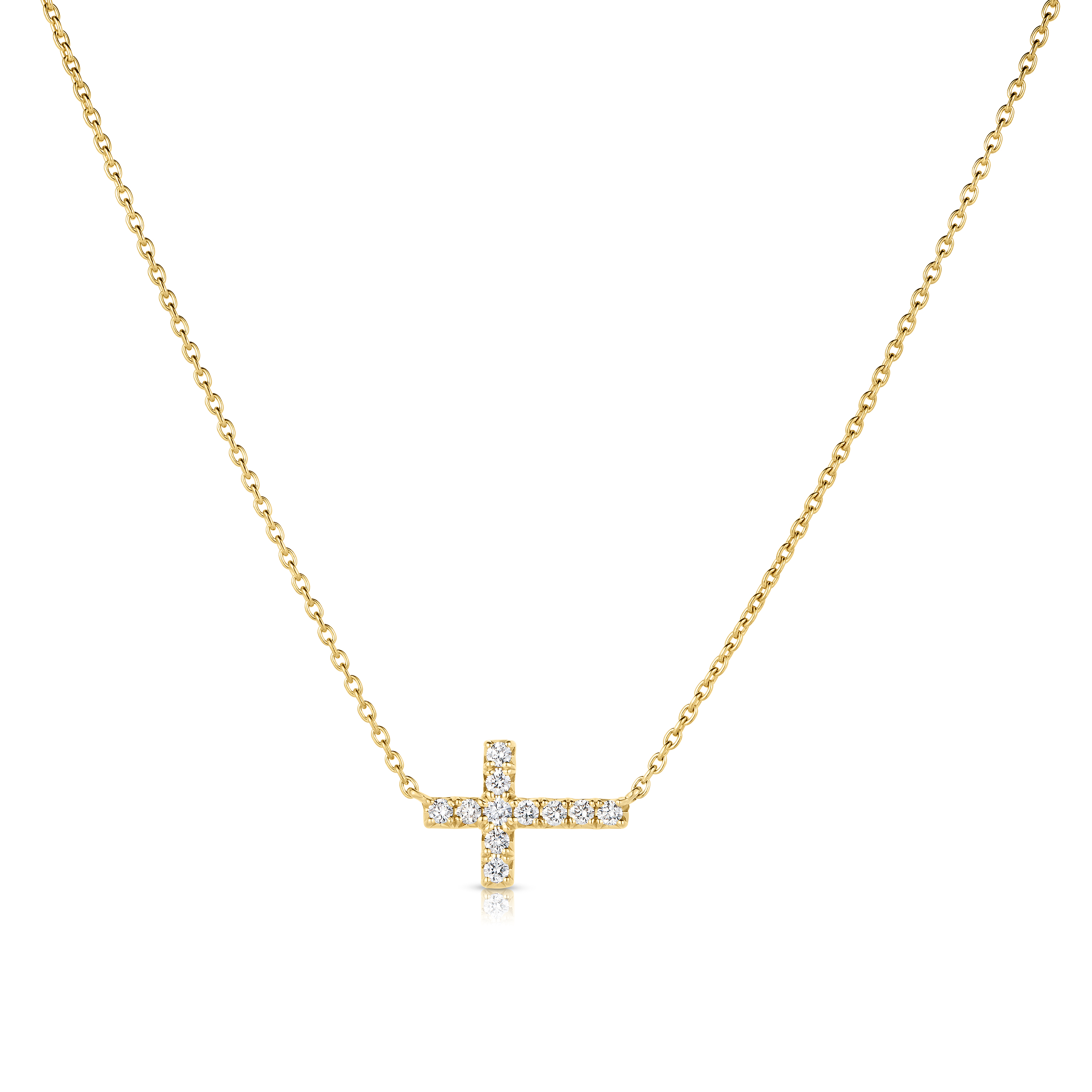 14K Yellow Gold Diamond Cross Pendant