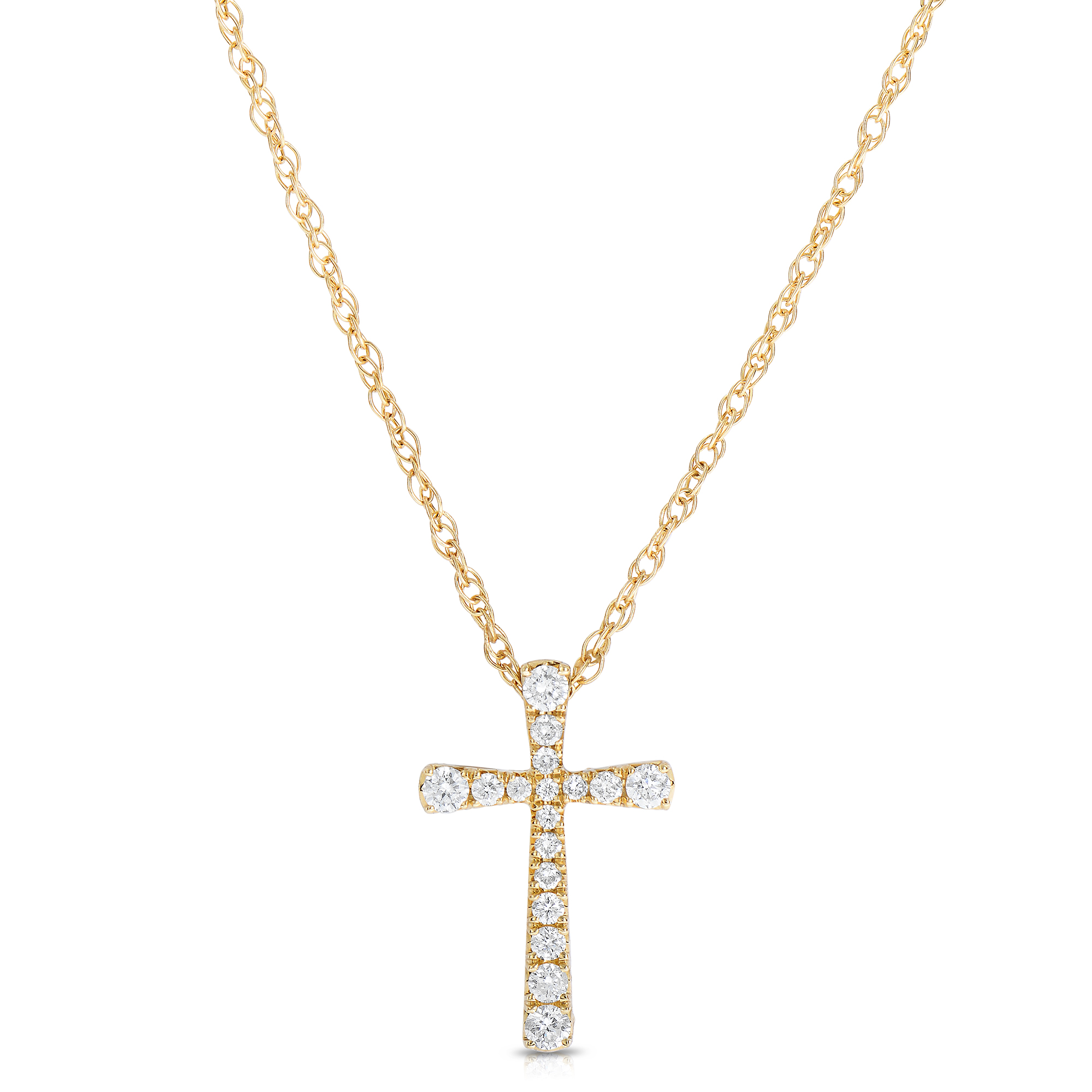 14K Yellow Gold Diamond Cross Pendant