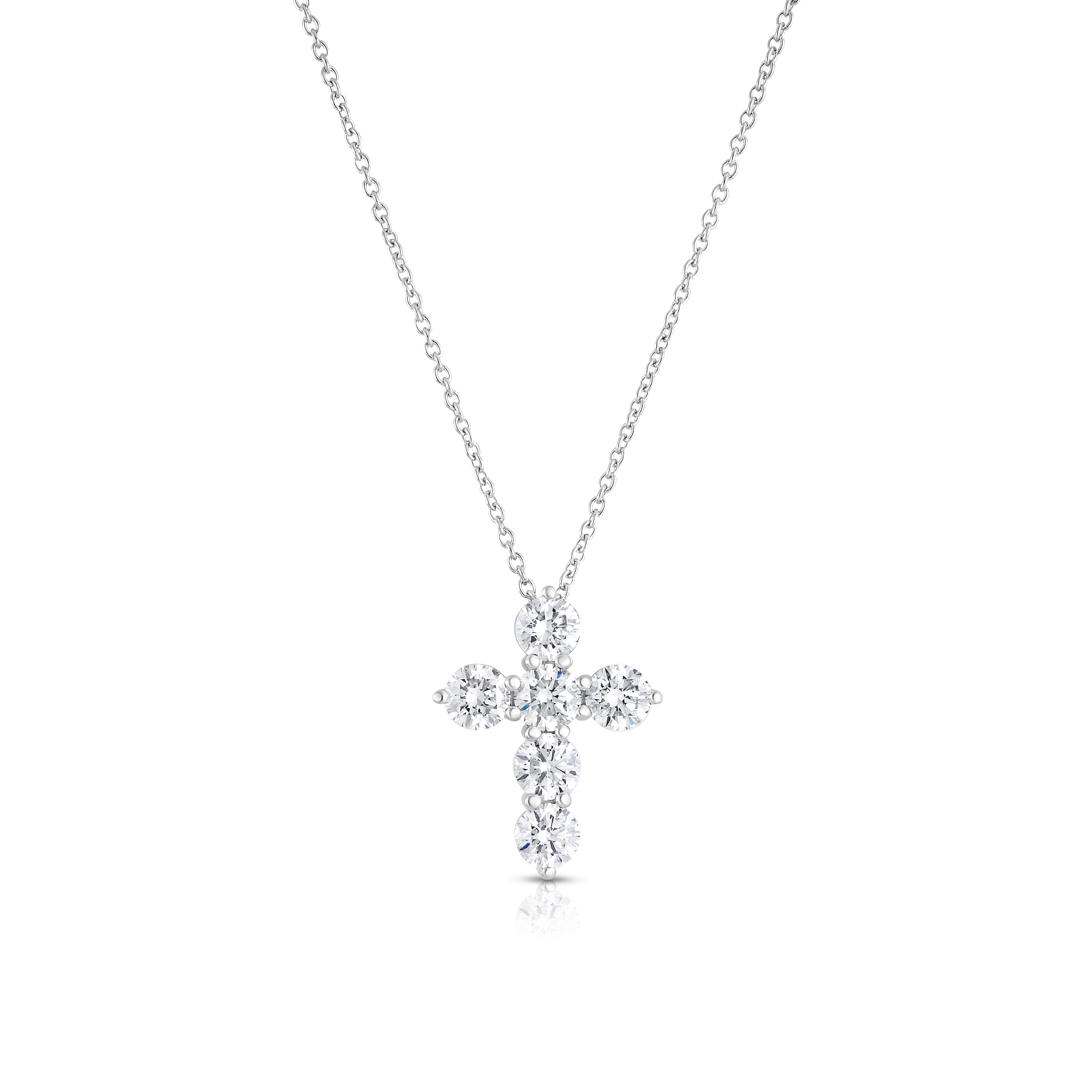 14K White Gold Diamond Cross Pendant