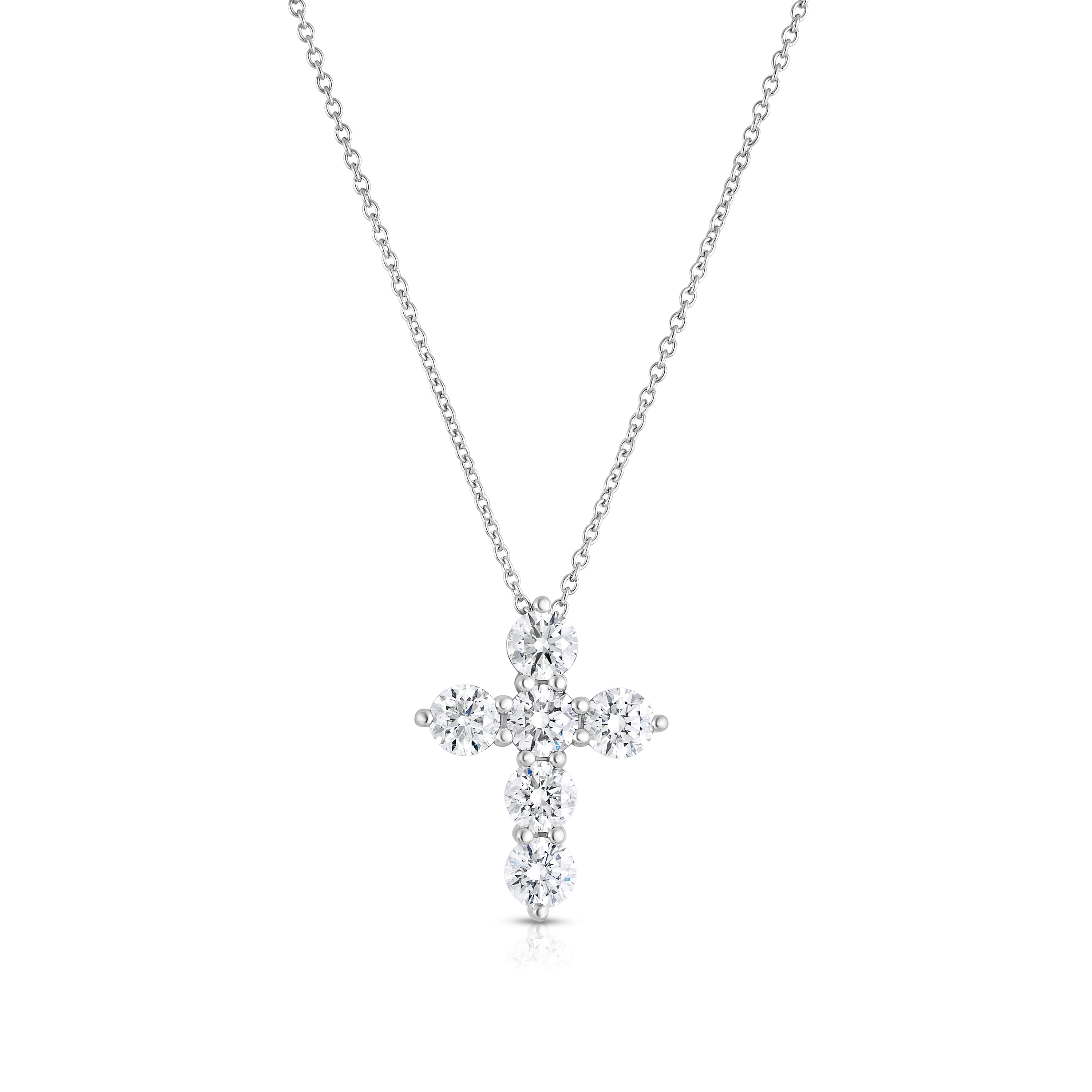 14K White Gold Diamond Cross Pendant