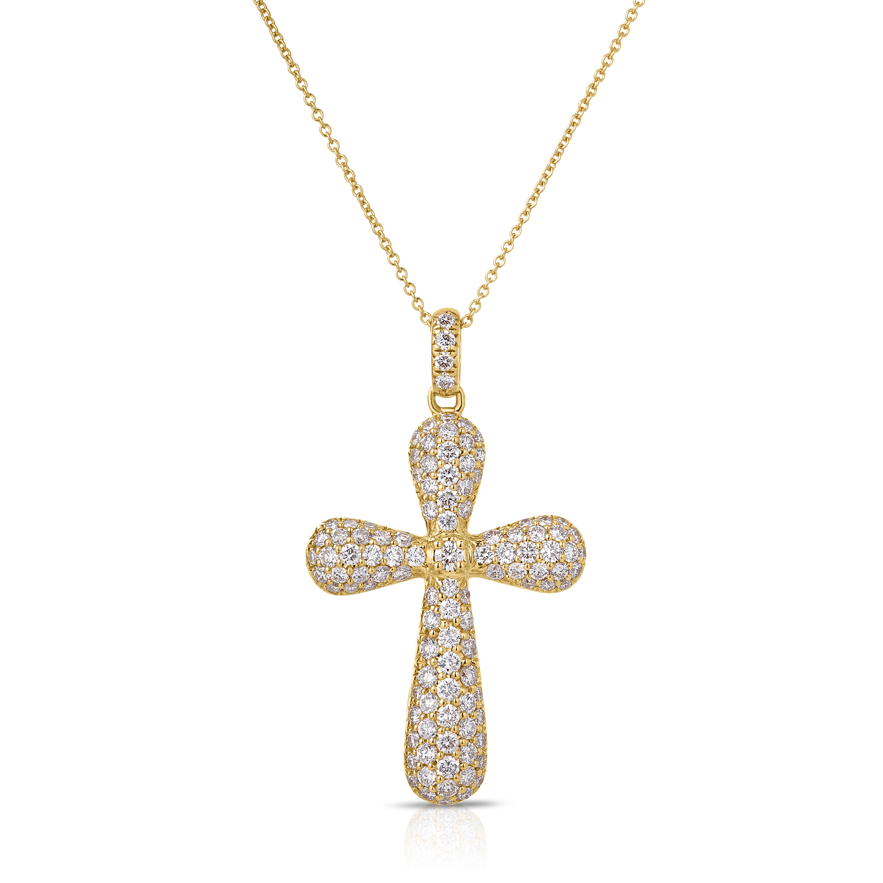 14K Yellow Gold Diamond Cross Pendant