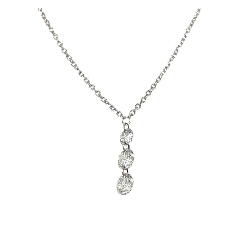 3 Stone Diamond Drop Necklace