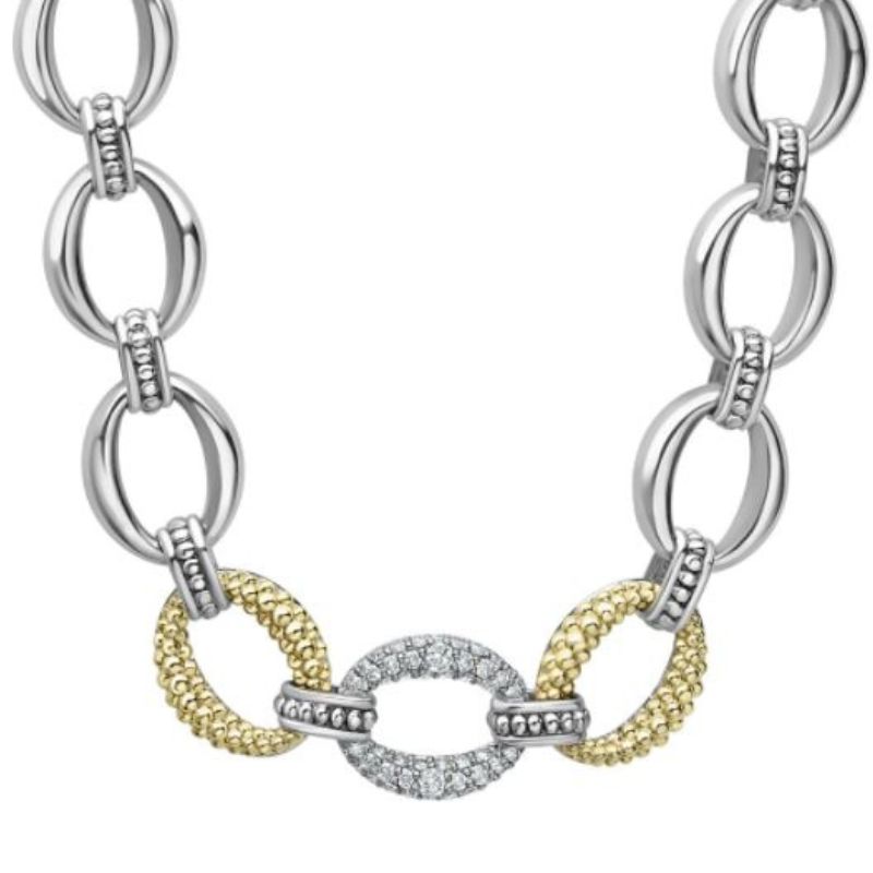 LAGOS Caviar Lux Single Station Diamond Link Necklace