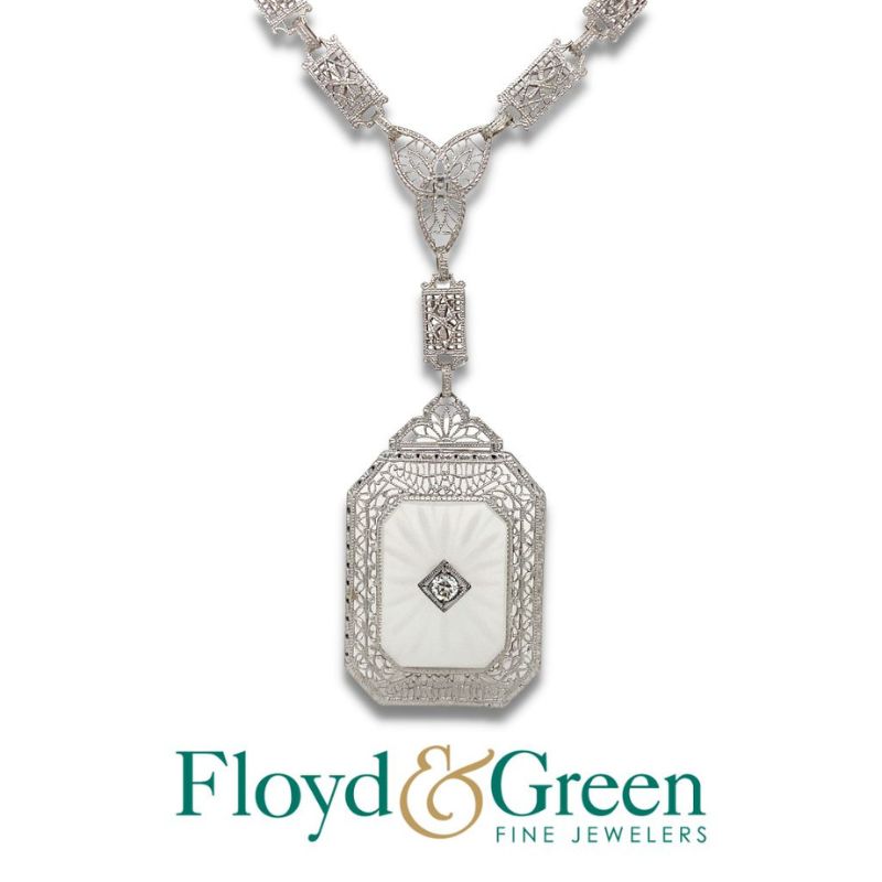 Quartz & Diamond Art Deco Necklace