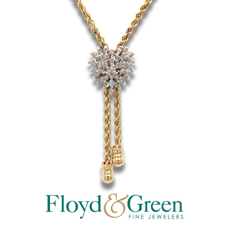 Diamond Heart Cluster Bolo Necklace