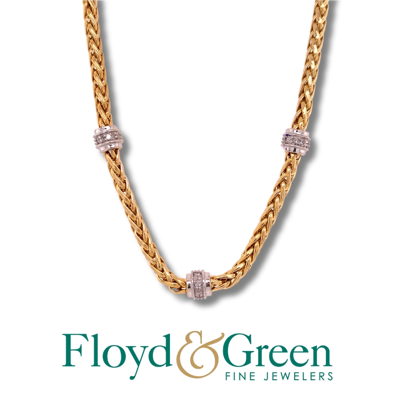 Wheat Chain Diamond Station Necklace