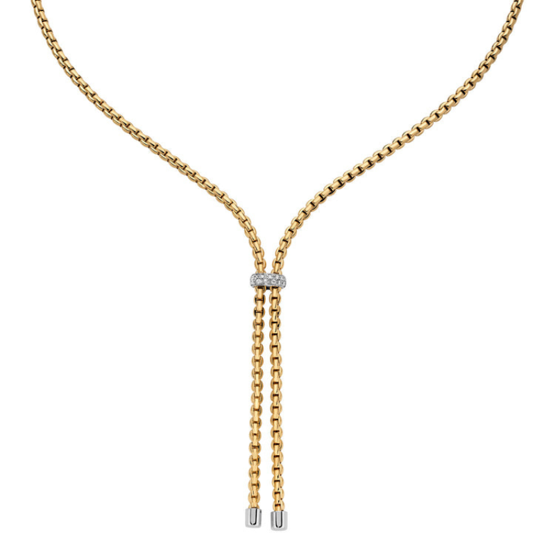 18KY Eka Lariat Necklace w/ Diamonds .10ctw