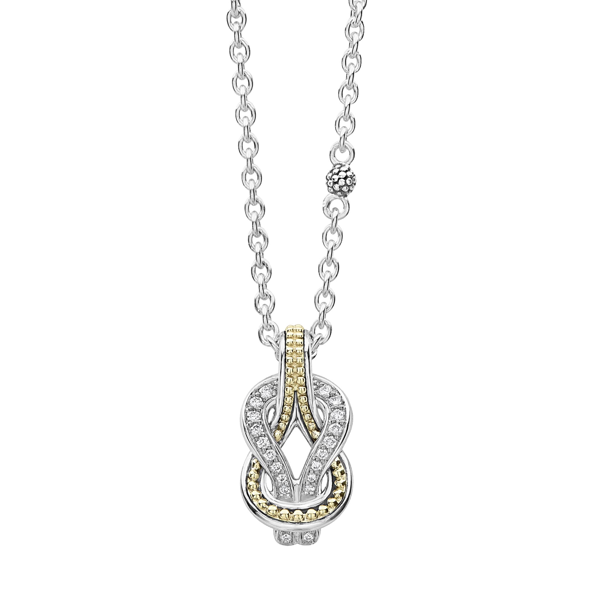 LAGOS: NEWPORT KNOT DIAMOND PENDANT NECKLACE