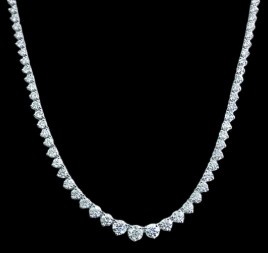 S/O- Graduated Diamond Tennis Necklace 13.03 Ctw G/Vs (70 Points Center)