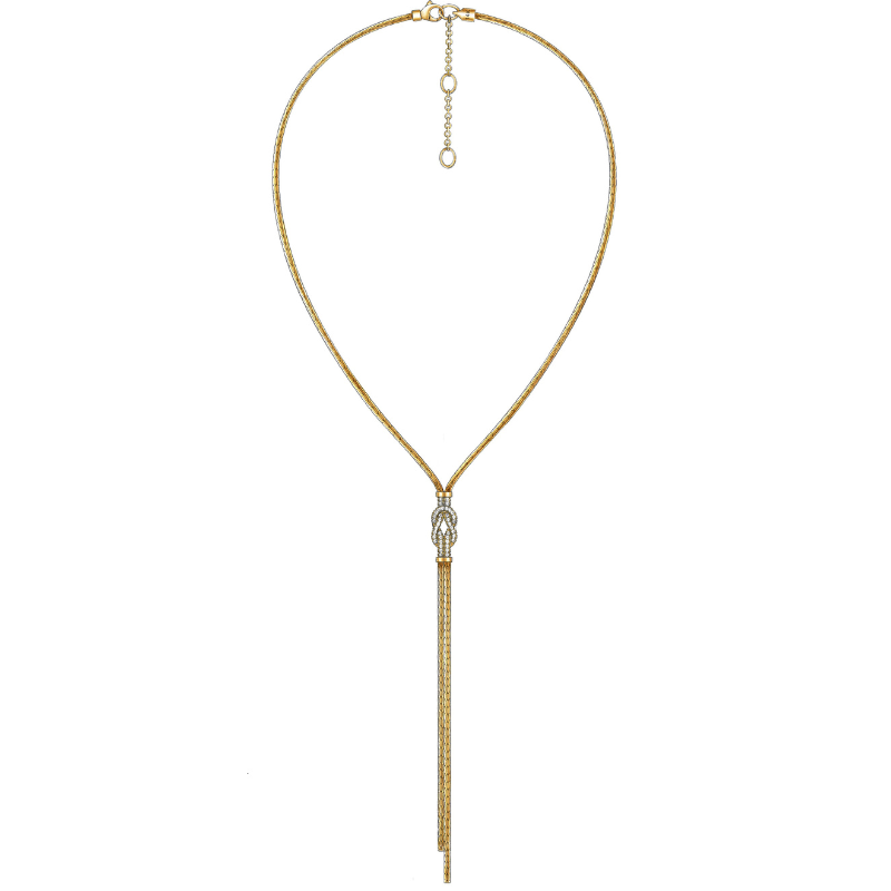 18-20 14KY Love Knot Diamond .29ctw Y Necklace Adjustable 4.75 Drop