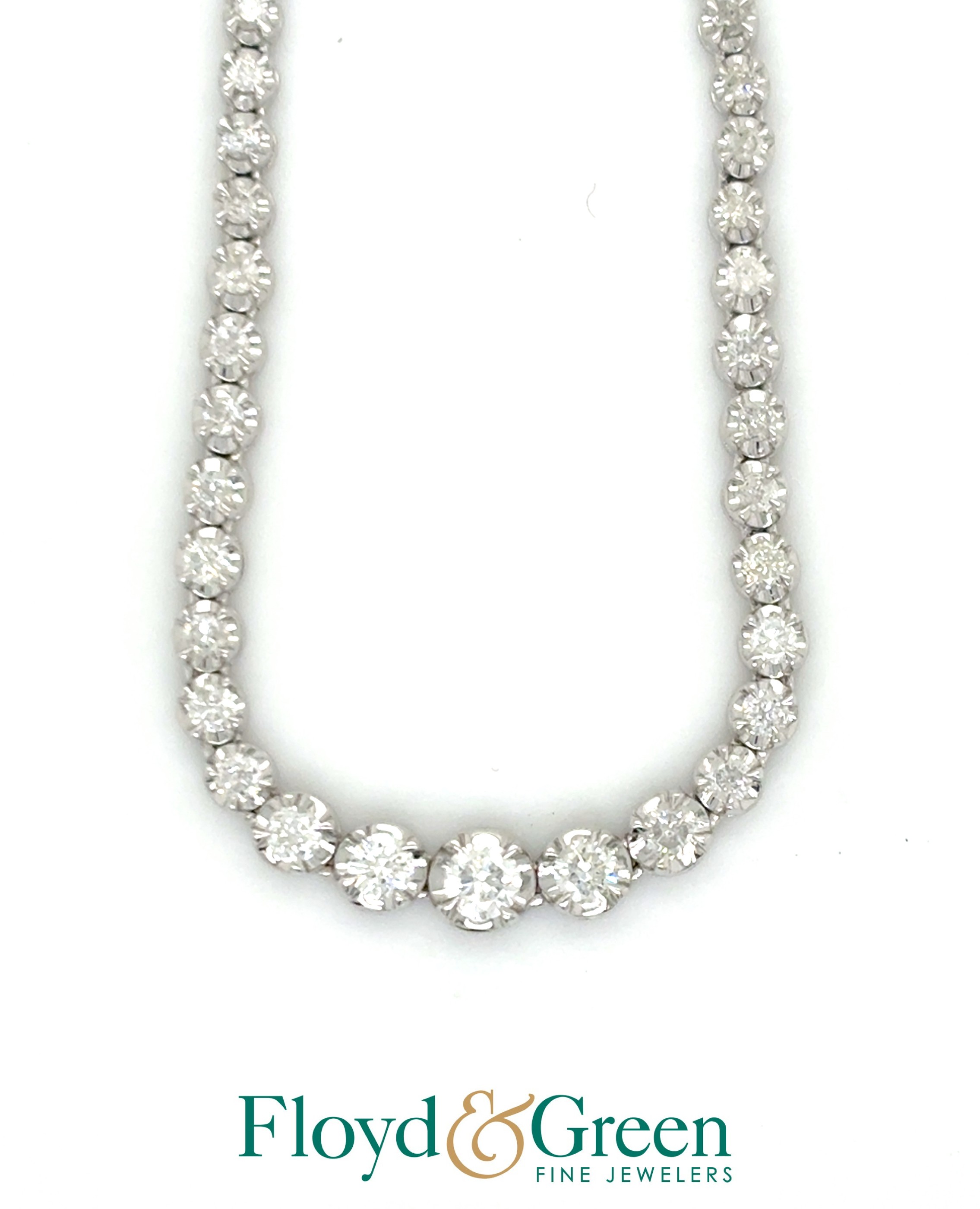 18KW Diamond Link Necklace, 181 Round, 3.32ct, I I1, 20 Inch