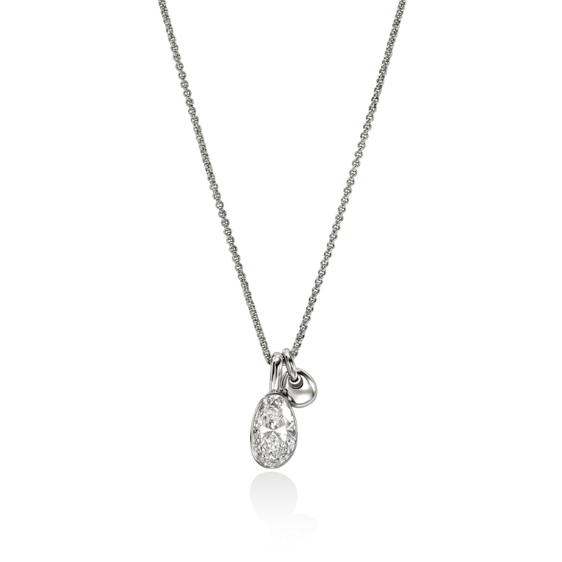 16-18 Sterling Silver Lovestruck Lab Grown Diamond 3.25ct Double Pebble Pendant Adjustable