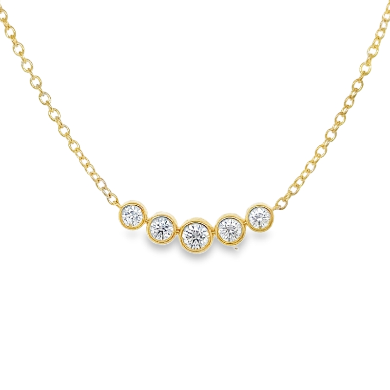 18KY Smile Bezel Necklace .20ctw