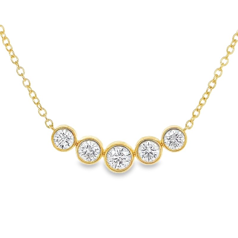 18KY Smile Bezel Necklace .70ctw