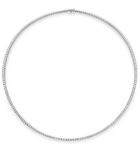 18KW 4-Prong Line Necklace 5.14-5.38ctw apprx