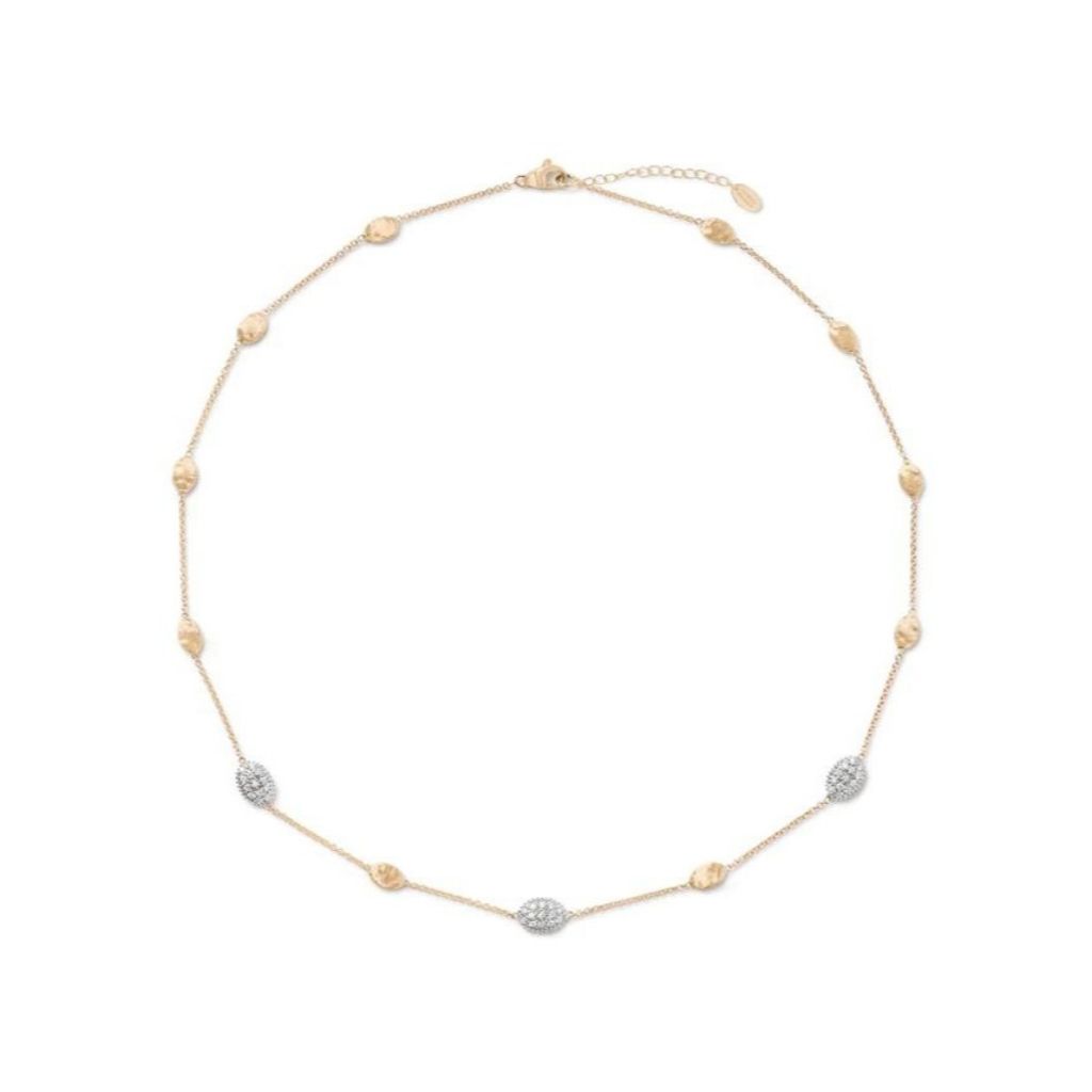 16.5 18KY/W Siviglia Collection Diamond Small Bead Necklace 0.60ctw G/VS-VVS