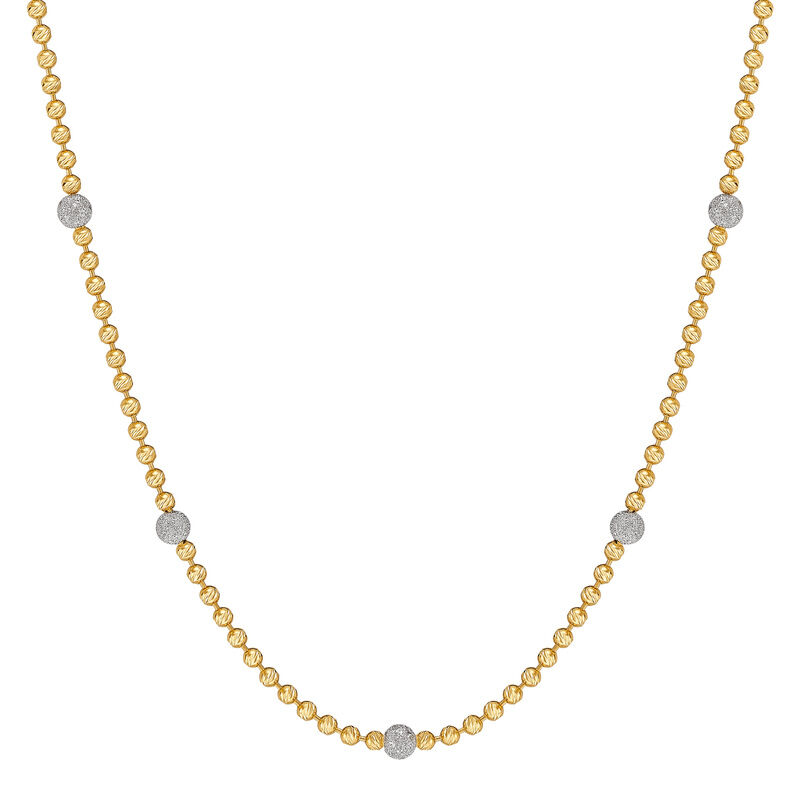 18 14KY bead necklace with diamond dust beads