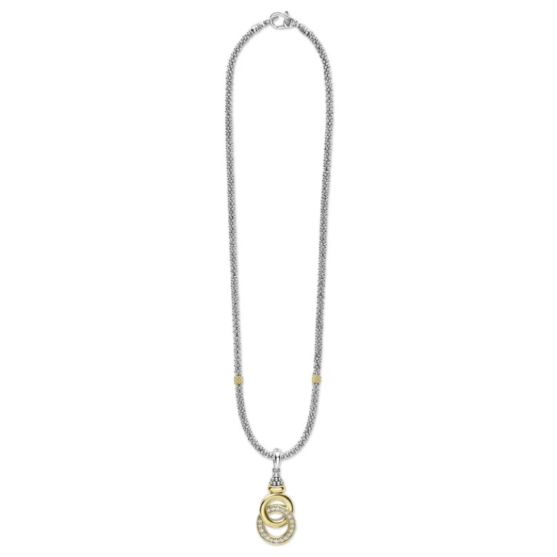 LAGOS Caviar Interlocking Diamond Circle Pendant Necklace
