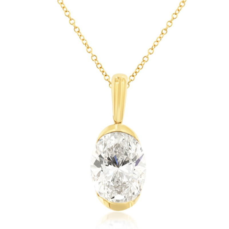 18 14KY 2ct oval LGD Necklace