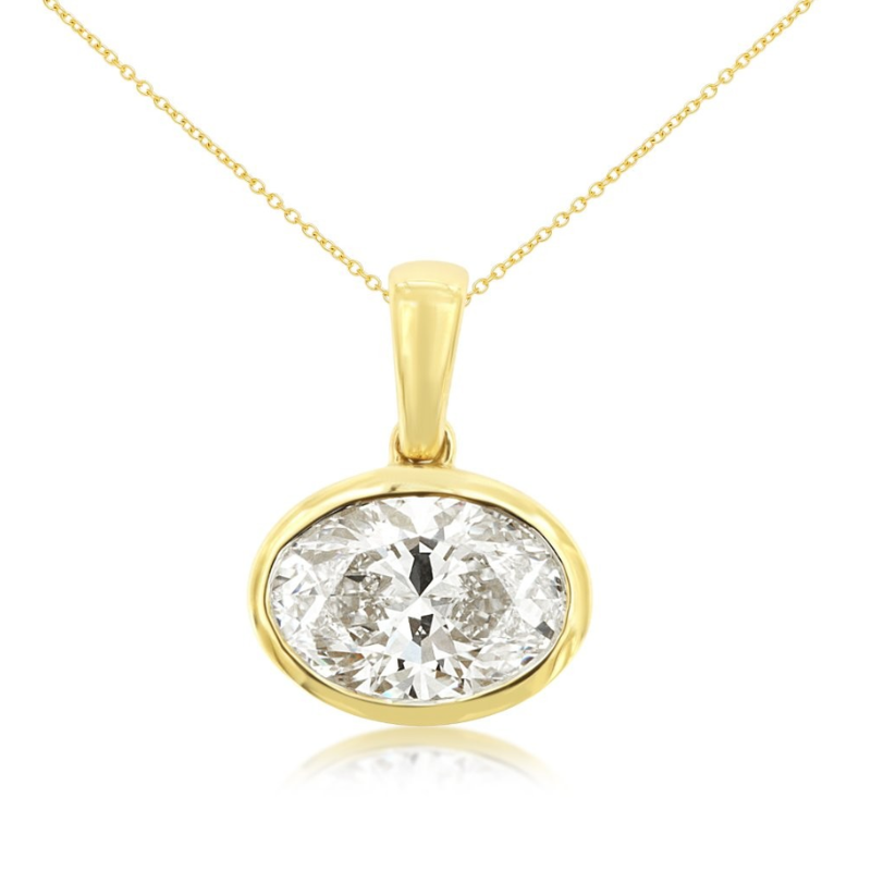 18 14KY bezel 2.1ct oval LGD Necklace