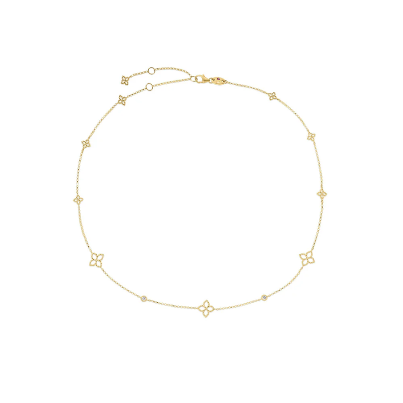 Princess Flower Diamond and Flower Station Necklace