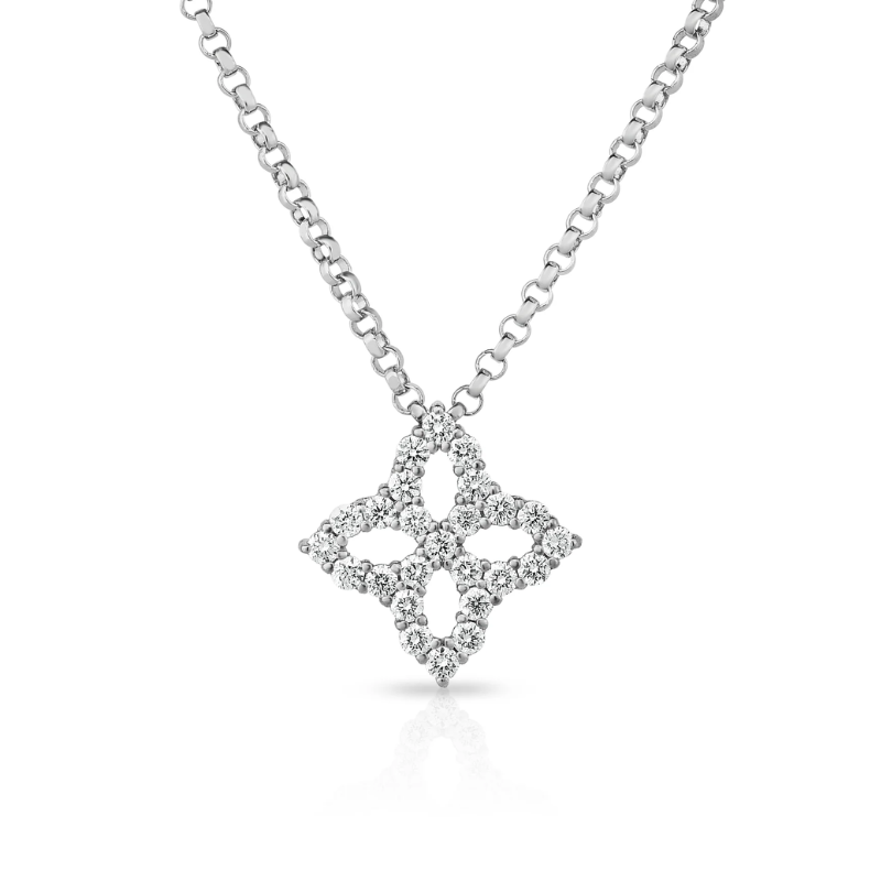 Diamond Princess Outline Flower Necklace