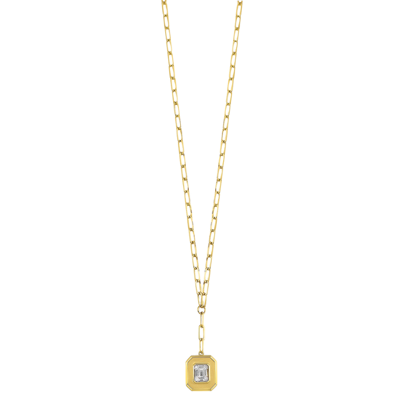 14Kt Gold Diamond Composite Paperclip Necklace