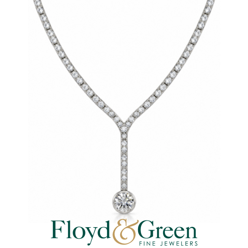 18 Platinum 1.08ct K/SI1 center bezel set diamond 3.5ctw G-H/SI2-I1 diamond eternity Y necklace