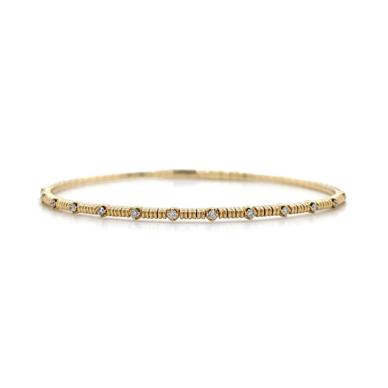 Diamond & Gold Bar Bangle Bracelet