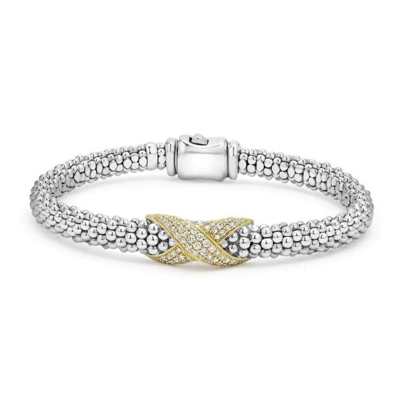 LAGOS Embrace Two-Tone Diamond X Caviar Bracelet