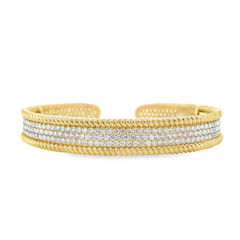 14KY Dia Pave Milgrain Cuff Bracelet