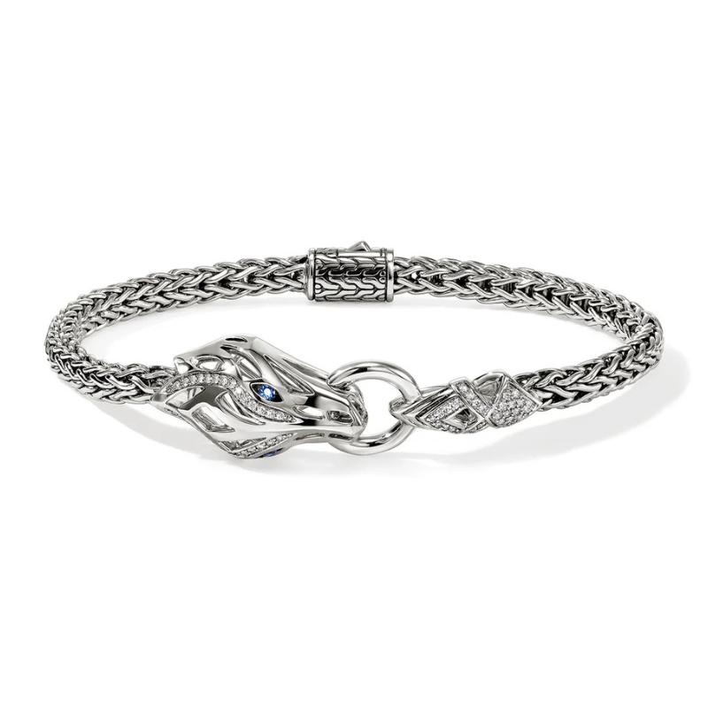 SS Naga Diamond Pavé .22ctw w/ Sapphire Eyes Chain Bracelet