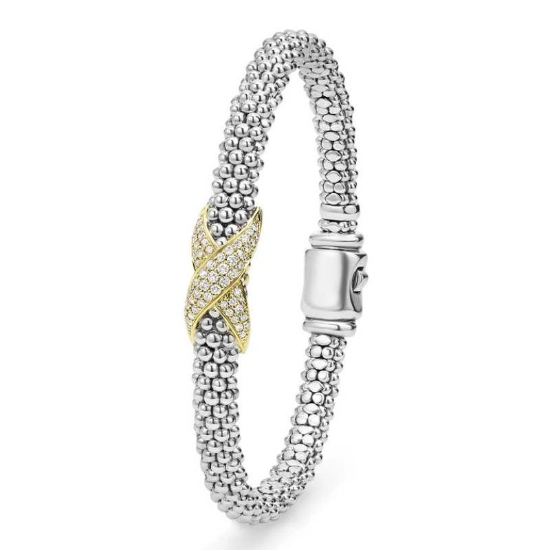 LAGOS Embrace Two-Tone Diamond X Caviar Bracelet