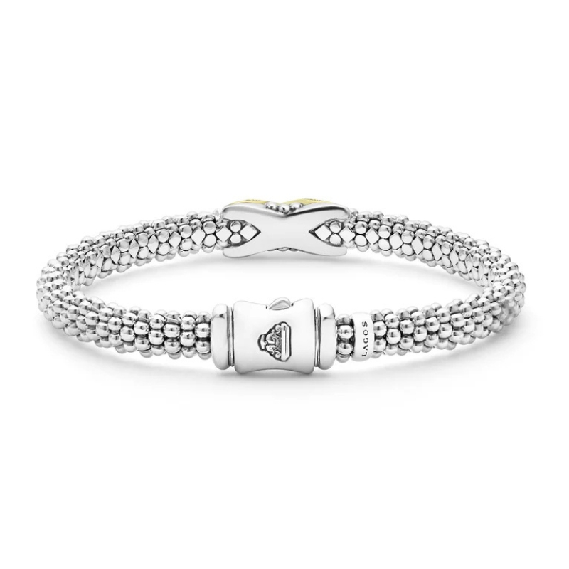 LAGOS Embrace Two-Tone Diamond X Caviar Bracelet