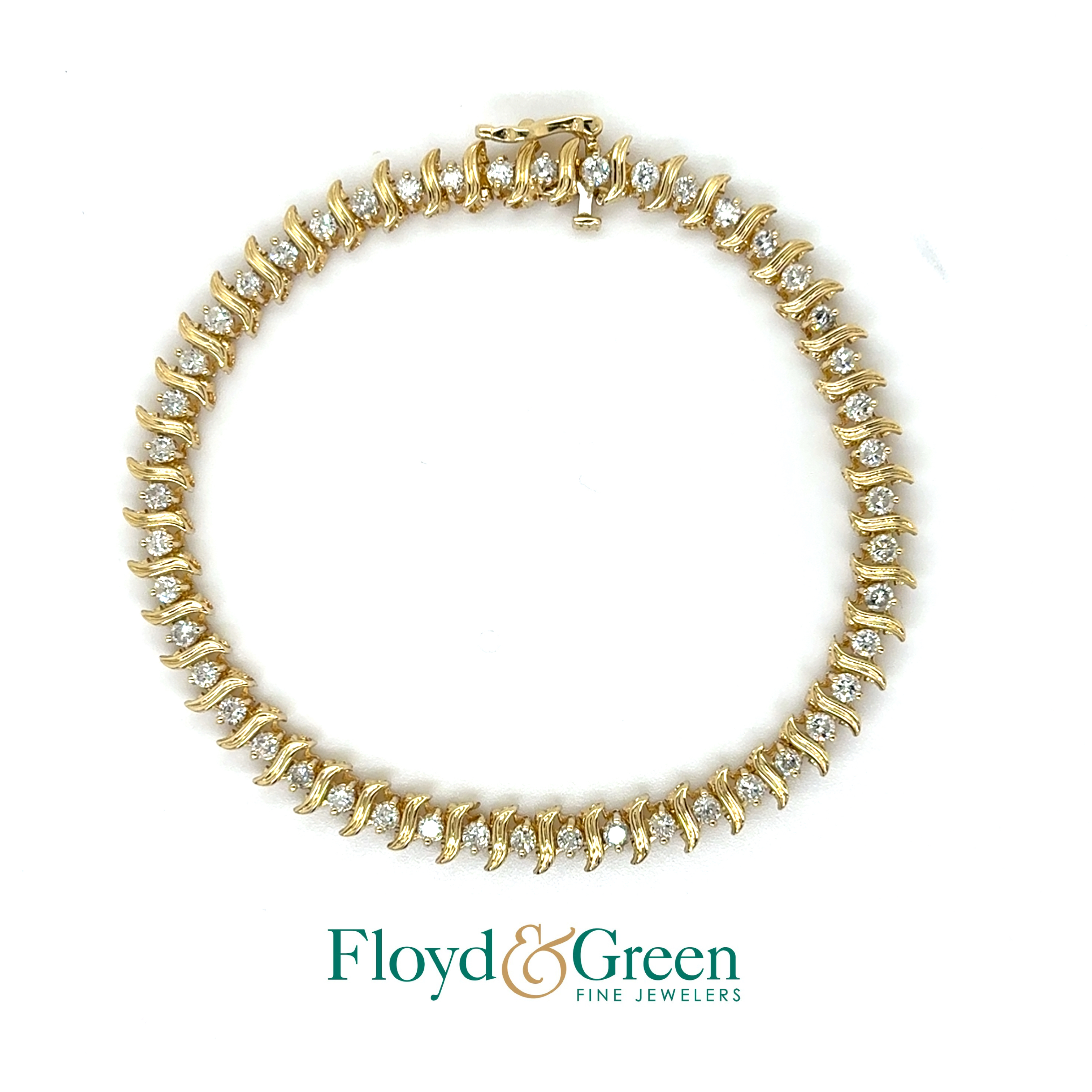 14K Two-Tone Diamond Tennis Bracelet, 47 Round, 1.88ct, I I1, 7.5 inch