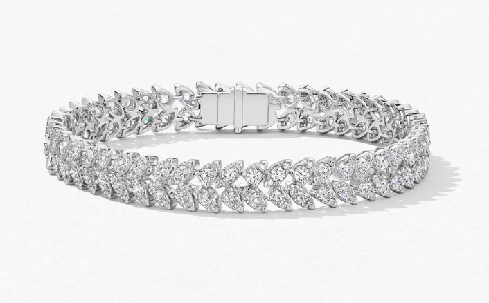 S/O-18K White Gold Aerial Dewdrop Double Line Bracelet