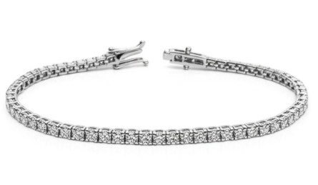 14K White Gold 4-prong Diamond Tenis Bracelet with 40D=10.45ctw