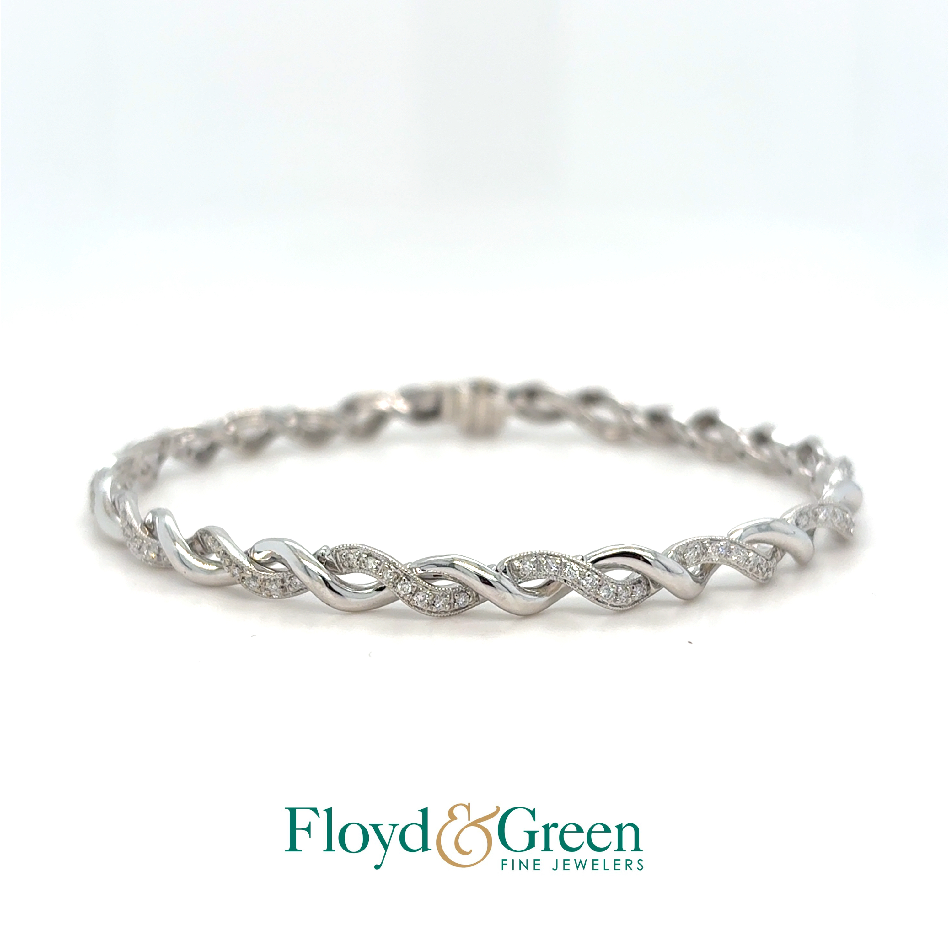 14KW Diamond Link Bracelet, 98 Rd, 0.49ct, G VS2-SI1, 7 inch