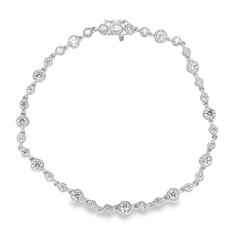 7.5 14KW Diamond Bezelw/ Milgrain Bracelet 2.00ctw I-J SI