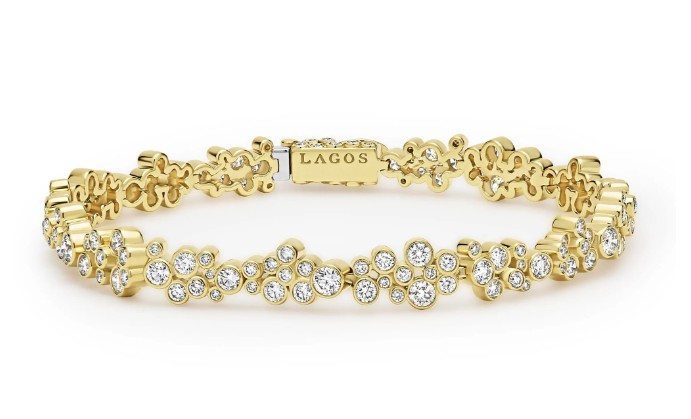 S/O-18K Gold Cluster Diamond Tennis Bracelet