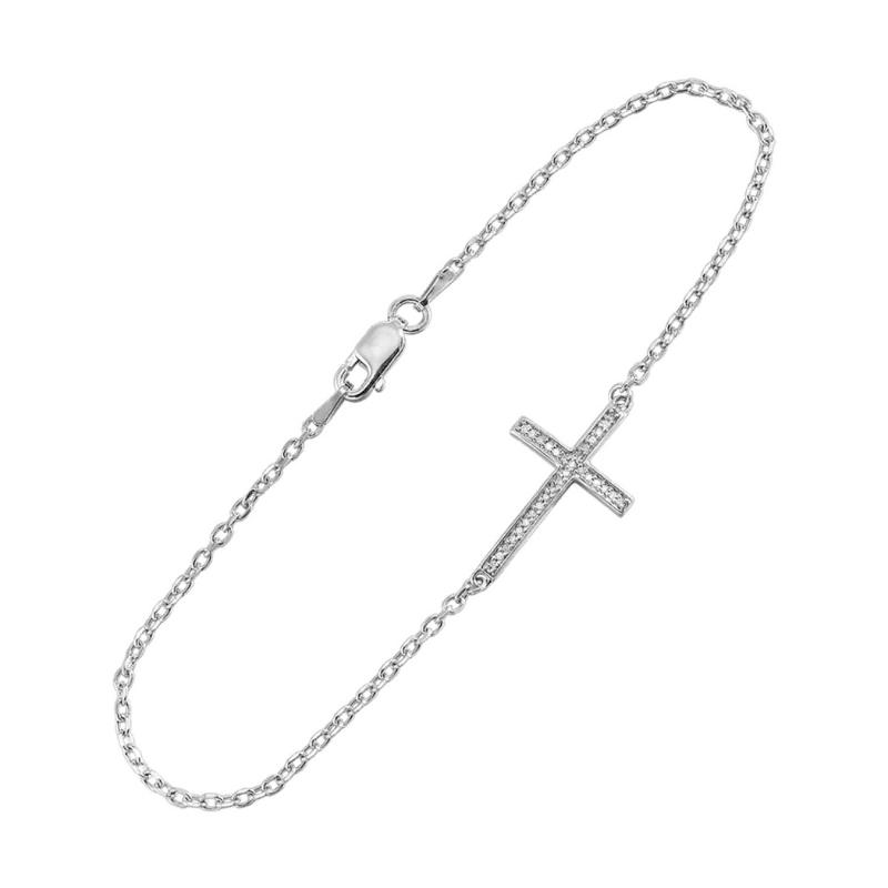 SS Cross Bracelet with Dia .10ctw
