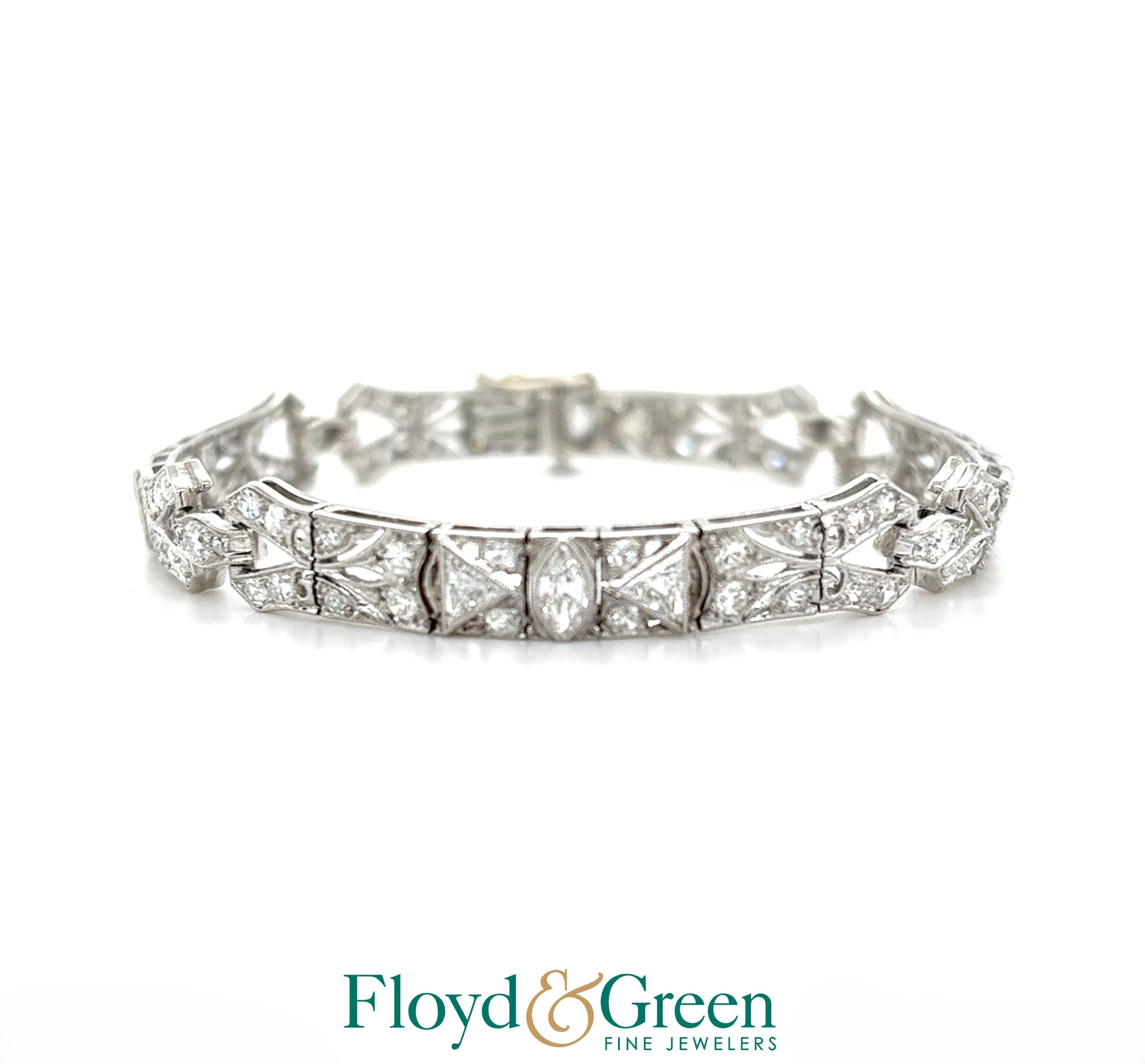 Platinum Link Diamond Bracelet, 104 Diamonds, 3.14ct, H-I VS2, 7 inch