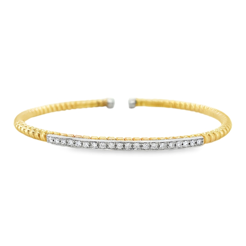 Two-Tone Cuff Bangle with Diamonds