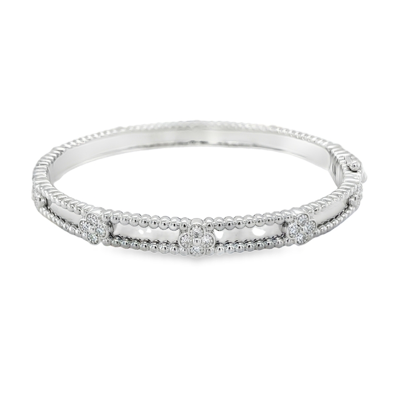 Diamond Flower Beaded Edge Bangle