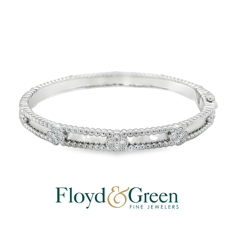 Diamond Flower Beaded Edge Bangle