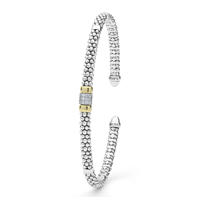 Two-Tone Small Diamond Station Mini Versa Torque Bracelet