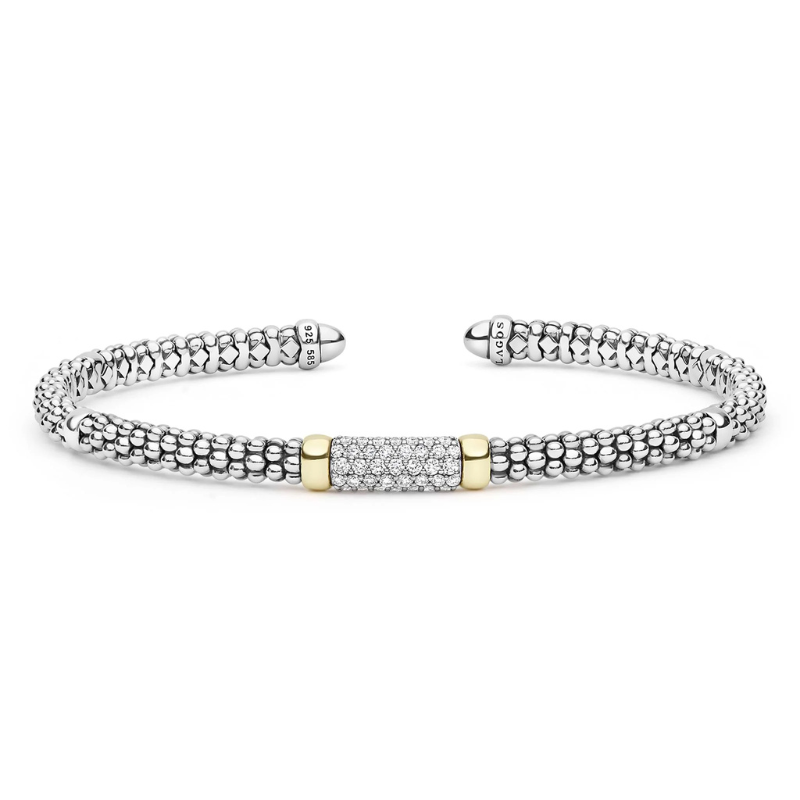 Two-Tone Medium Diamond Station Mini Versa Torque Bracelet