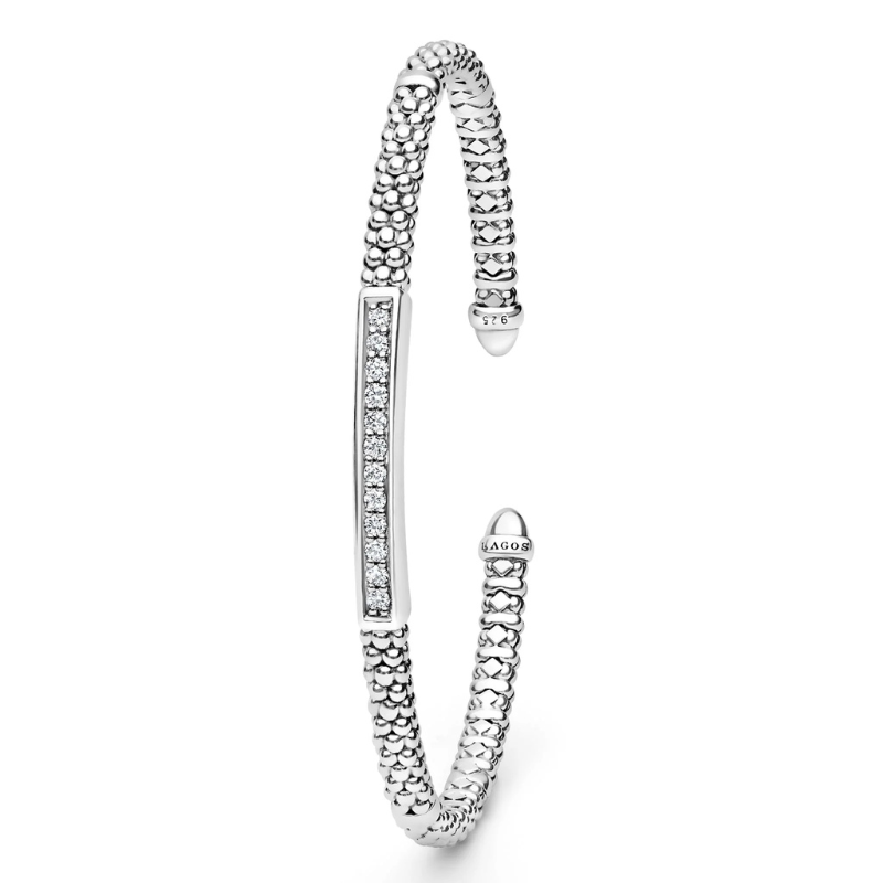 Sterling Silver Diamond Station Mini Versa Torque Bracelet