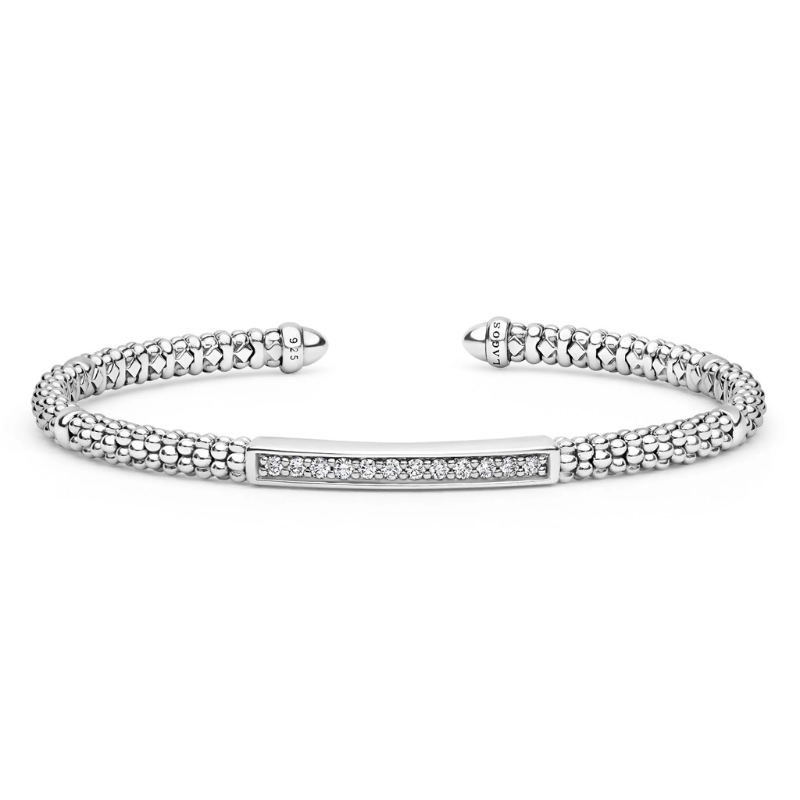 Sterling Silver Diamond Station Mini Versa Torque Bracelet