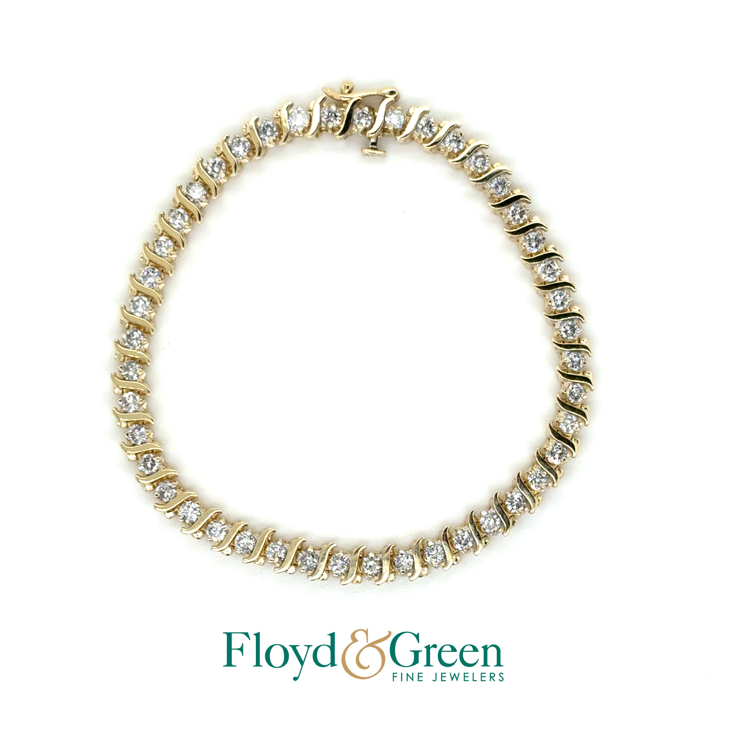14KY Diamond Tennis Bracelet, 44 Round, 2.42ct, J SI1-SI2, 7 inch